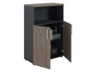 Офисный шкаф NW 1280/2 полузакрытый темный орех/антрацит